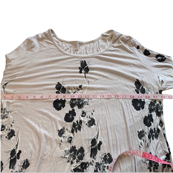 Soft Surroundings Light Gray Black & White Floral Knit Long Sleeve Tunic Top XL - Picture 7 of 8